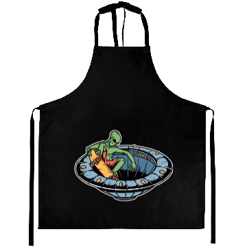 Discover Alien skateboarding on spaceship Aprons