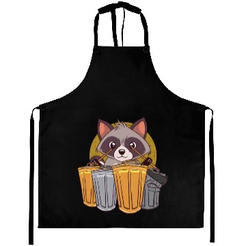Discover Raccoon Playing Drums Using Trash Cans - Funny Aprons