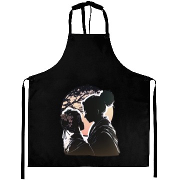 Discover Romantic Embrace, Ukiyo-E Valentine's Day Design, Aprons