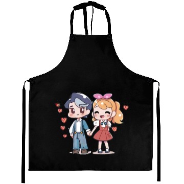 Discover Kawaii Valentine's Day Design, Cute Couple, Aprons