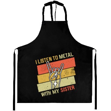 Discover Vintage Metal With Sister Metal Kid Music Lover Aprons