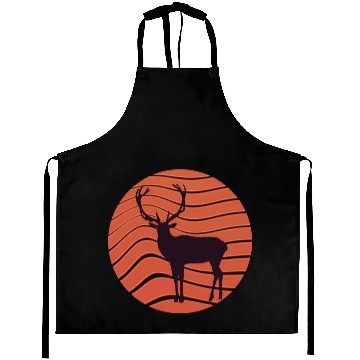 Discover Vintage retro sunset sunrise nature deer funny Aprons