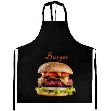 Discover Black and realistic Burger menu Aprons