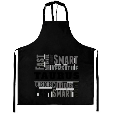 Discover Taurus Zodiac Star Sign Word Cloud Square Monochro Aprons