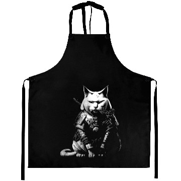 Discover cool samurai cat Aprons