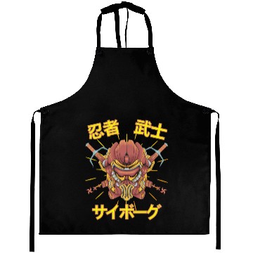 Discover Samurai Monster Cyborg Robot orange Ninja Aprons
