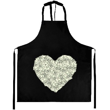 Discover US dollar heart shape, love money Aprons