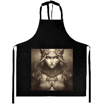 Discover Warrior princess wearing gothic plate dark fantasy Aprons