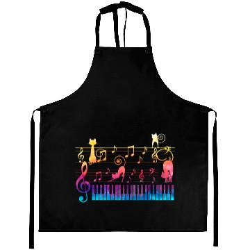 Discover Piano Cat Musician Musical Instrument Pianist Aprons