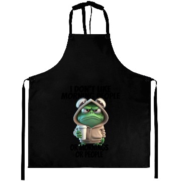 Discover Funny frog Design for i don't like morning people Aprons