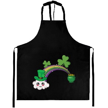 Discover Cute Kawaii Cloud Rainbow Happy Saint Patricks Aprons