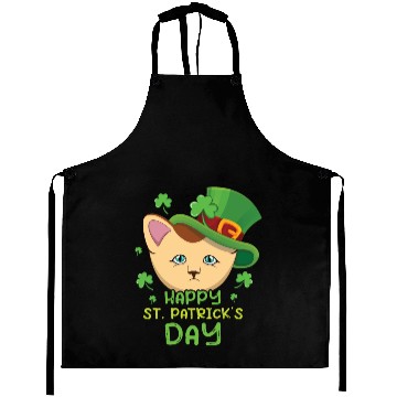Discover Kawaii Cat Happy Saint Patrick Day Aprons