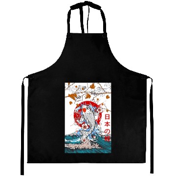 Discover Great Wave off Kanagawa Japanese Blossom Koi Fish Aprons