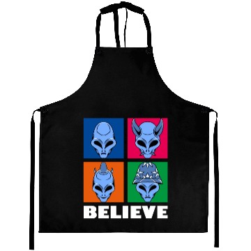 Discover Funny Believe alien square Vintage 70s Alien Lover Aprons