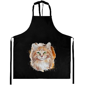 Discover Watercolor Splash Beautiful Brown Cat Aprons