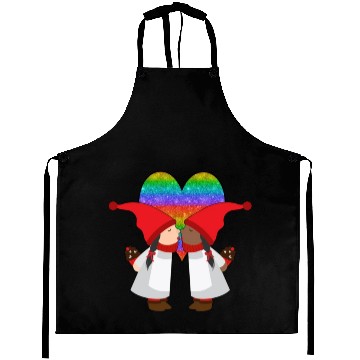 Discover Biracial Lesbian Gnome Valentine Couple Mixed LGBT Aprons