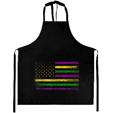 Discover Mardi Gras Flag Green Purple Gold Aprons