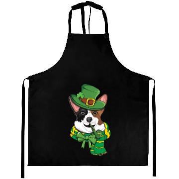 Discover Cute Irish Corgi Happy Saint Patrick Day Aprons
