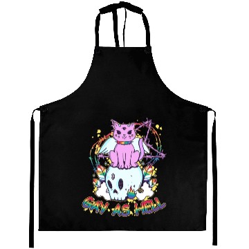 Discover Gay As Hell Creepy Cute Gay Pride Cat LGBT Rainbow Aprons