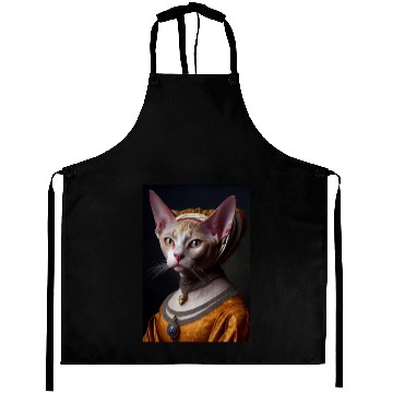 Discover Gold Queen Devon Rex Cat Breed Portrait Royal Rena Aprons