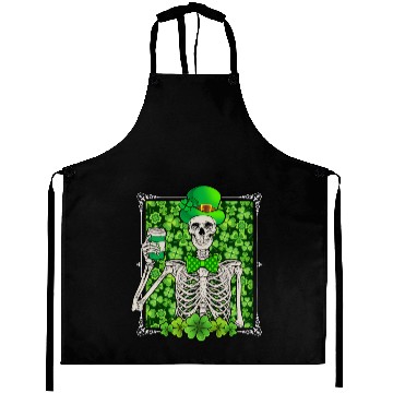 Discover St Patrick's Day Skeleton Shamrock Lucky Aprons