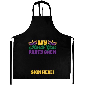 Discover Mardi Gras - Party Crew Sign Here Aprons