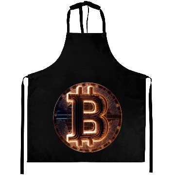 Discover Bitcoin Gold logo Fire futuristic neon light Aprons