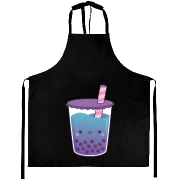 Discover Cute Galaxy Butterfly Pea Flower Boba Tea Doodle Aprons