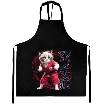 Discover Karate Cat, Karatedo Japanese Kanji Aprons