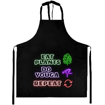 Discover Eat more plants do more yoga neon style Aprons