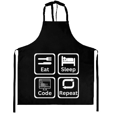Discover Eat, sleep, code, repeat Aprons
