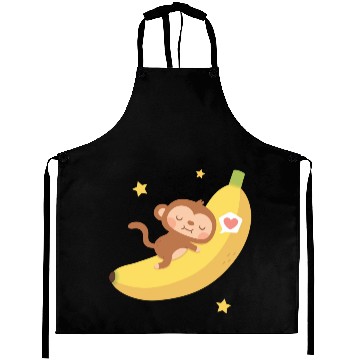 Discover Cute Monkey Hugging Banana Moon Aprons