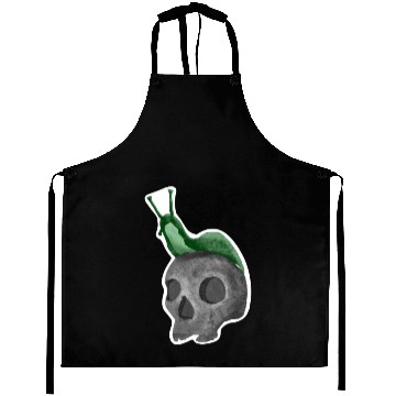 Discover Green Snail on Skull Illustration Aprons