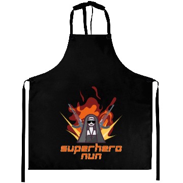 Discover Superhero Nun Action Design Aprons