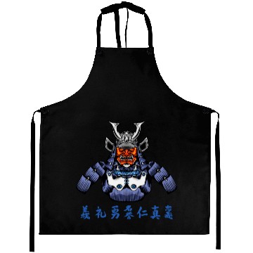 Discover Japanese Samurai Warrior Blue Devil Mask Aprons