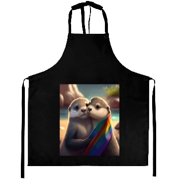 Discover Hugging Otter Holding LGBT Flaglet Otter LGBT Aprons