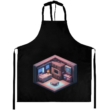 Discover Voxel Room - Synthwave Retro Futuristic Room Aprons