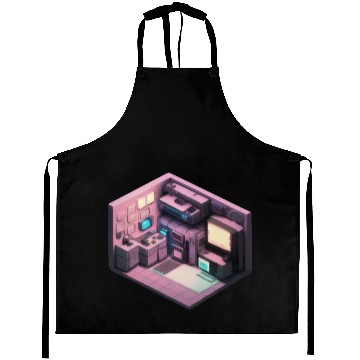 Discover Synthwave Isometric Voxel Bedroom - Future Room Aprons