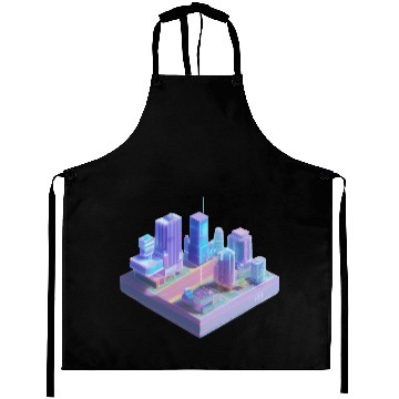 Discover Miniature City - 3D Isometric Vaporwave Aprons