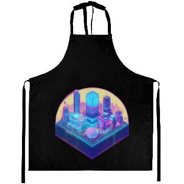 Discover Small City Block - Isometric Style - Retro Sunset Aprons
