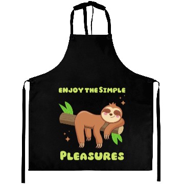 Discover enjoy the Simple Pleasures Sloth funny Aprons