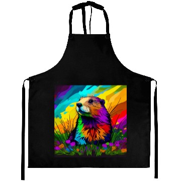Discover multicolor groundhog.groundhog day ,groundhog gift Aprons