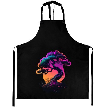 Discover Synthwave Bonsai Tree Aprons