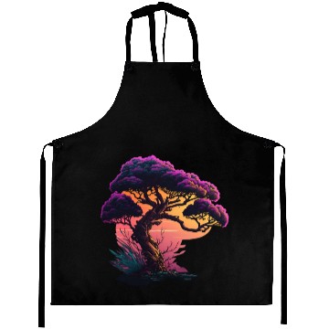 Discover Synthwave Bonsai Tree Aprons