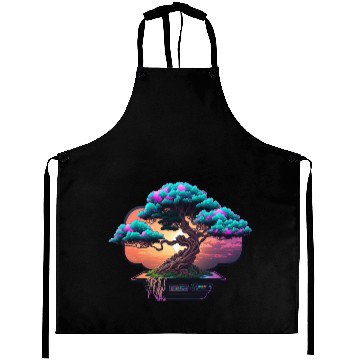 Discover Synthwave Bonsai Tree Aprons