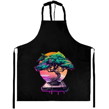 Discover Synthwave Bonsai Tree Aprons