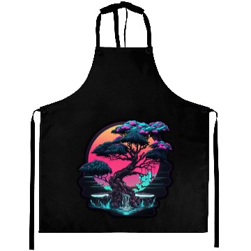 Discover Synthwave Bonsai Tree Aprons