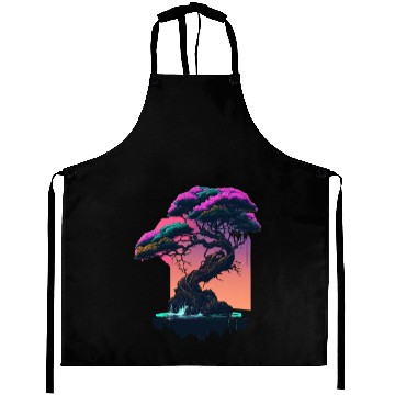 Discover Synthwave Bonsai Tree Aprons