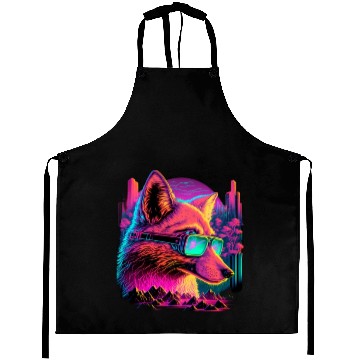 Discover Retro Futuristic Synthwave Fox Aprons