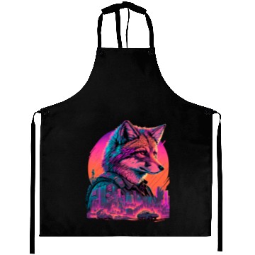 Discover Retro Futuristic Synthwave Fox Aprons